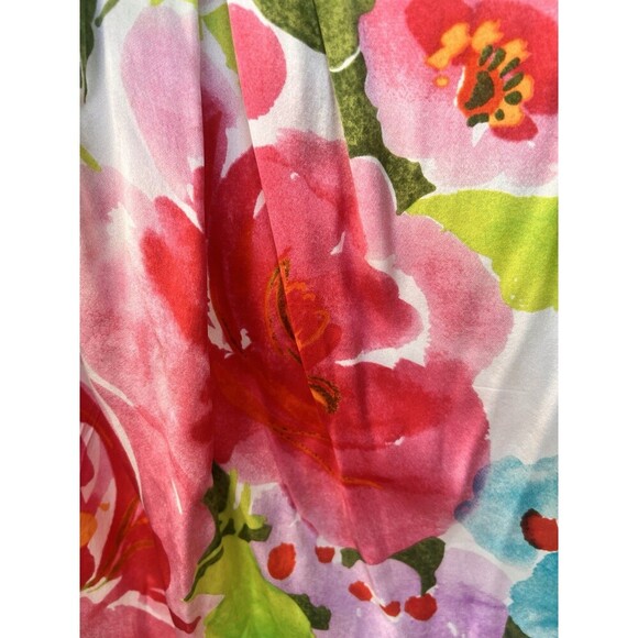 Cache Vintage Women's Floral Strapless SILK Bubble Dress Empire Waist Tropical - Picture 3 of 8